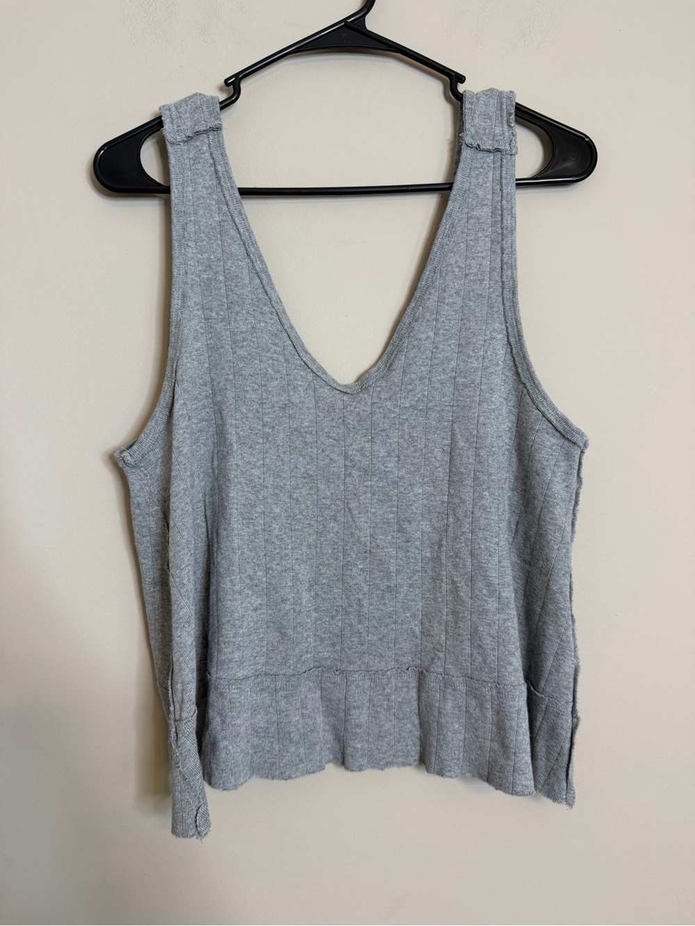 We the Free NWT Free People Harper V-Neck Open Back‎ Cotton Tank Gray Size XS - Picture 3 of 6